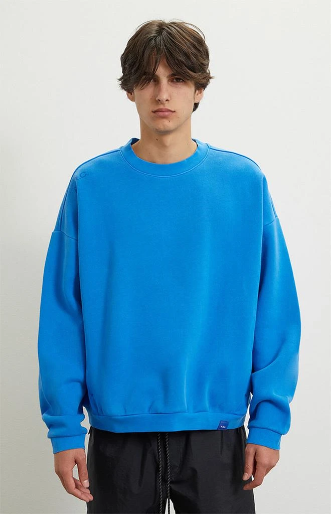 A.R.C. Blue Vintage Wash Heavyweight Fleece Crew Neck Sweatshirt 2