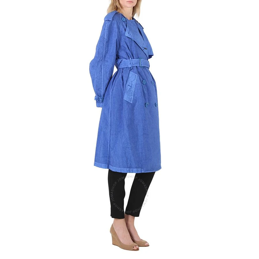 Burberry Ladies Warm Royal Blue Collarless Double Breasted Trench Coat 3