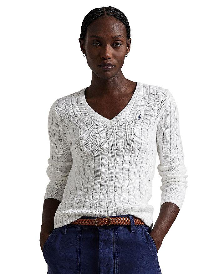 Ralph Lauren Lauren Ralph Lauren Women's Cable Knit Cotton V Neck Sweater