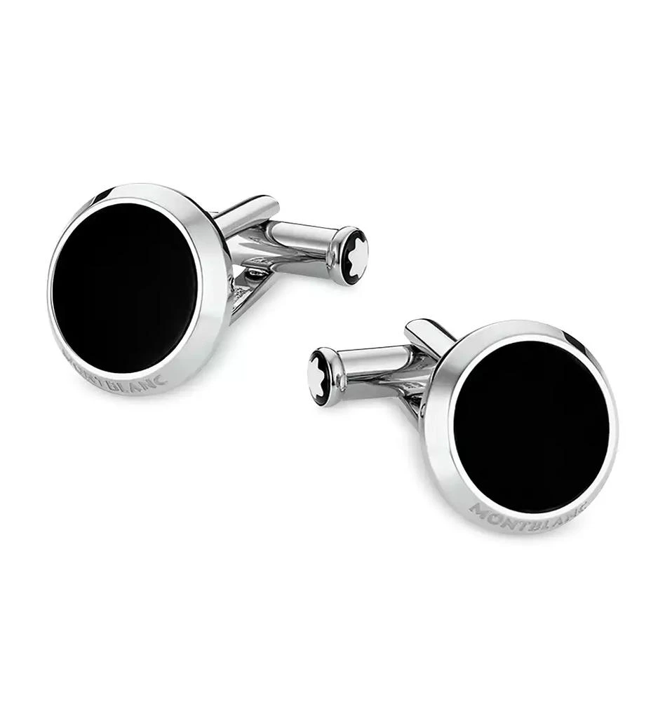 MontBlanc Meisterstück Men's Steel and Black Onyx Cufflinks 112896 1
