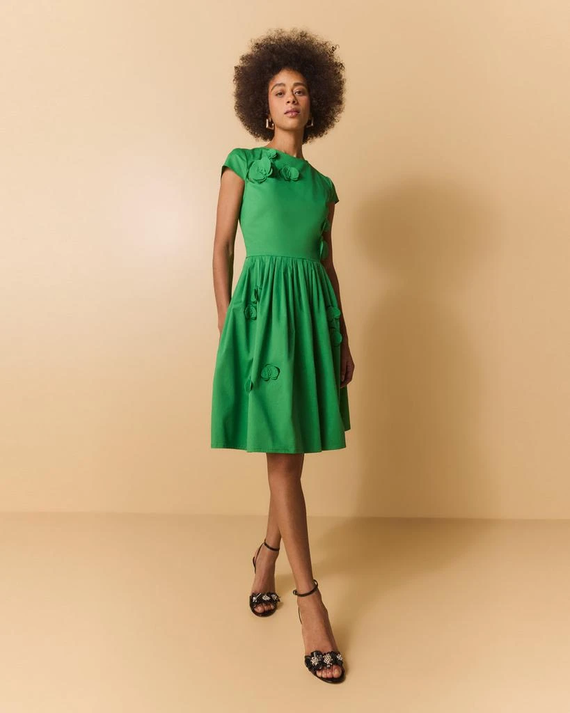 Oscar de la Renta Orchid Cutout Cotton-Twill Sleeveless Midi Dress 6