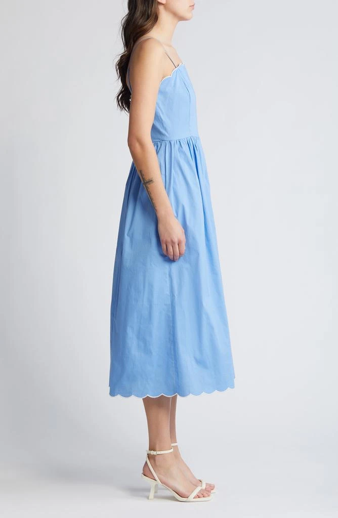 Charles Henry Scallop Stretch Poplin Midi Sundress 3
