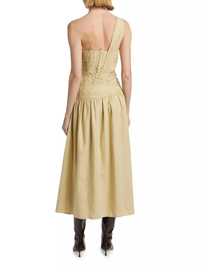 Farm Rio Sand Leaves Cut-Out Midi-Dress 5