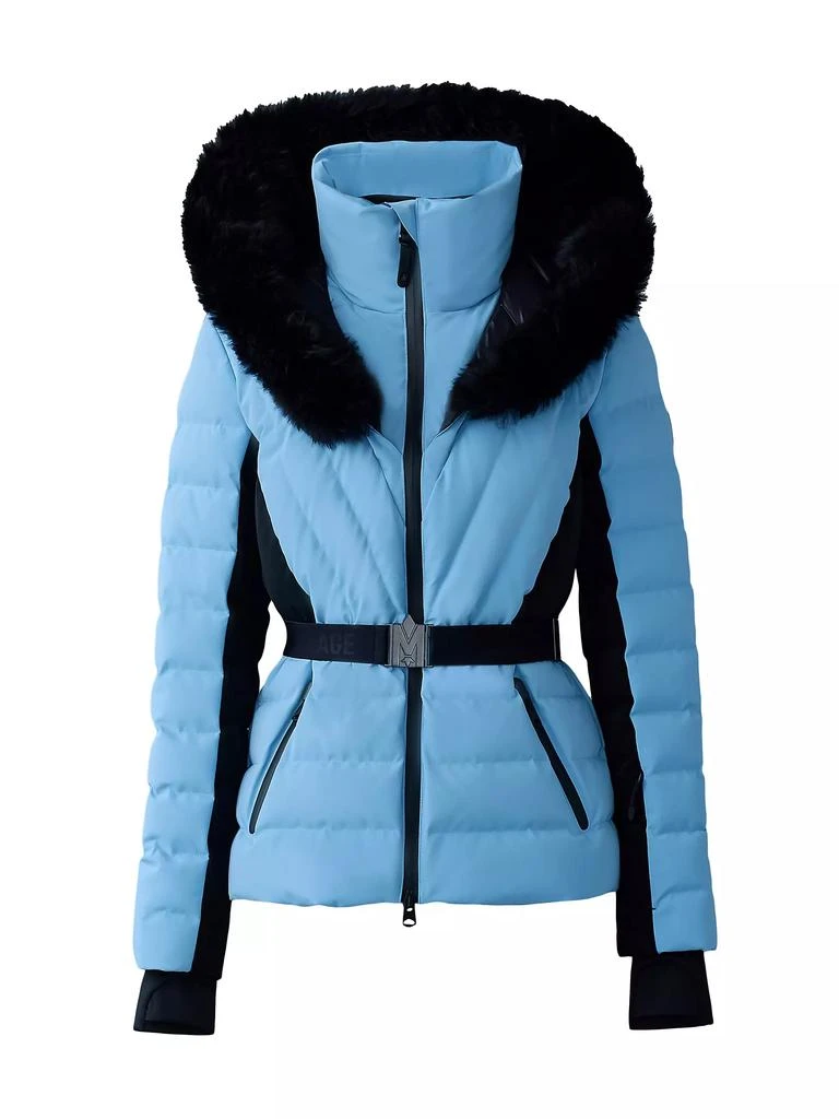 Mackage Elita Belted Down Ski Jacket With Shearling Hood 1