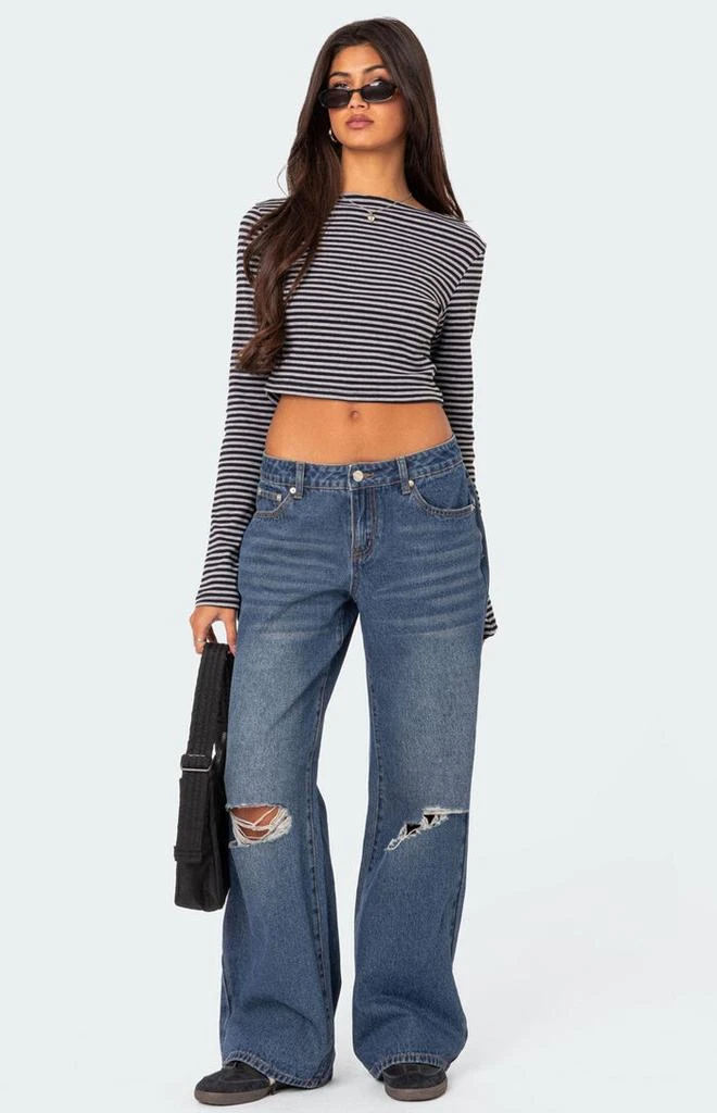 Edikted Debbie Distressed Low Rise Baggy Jeans 4