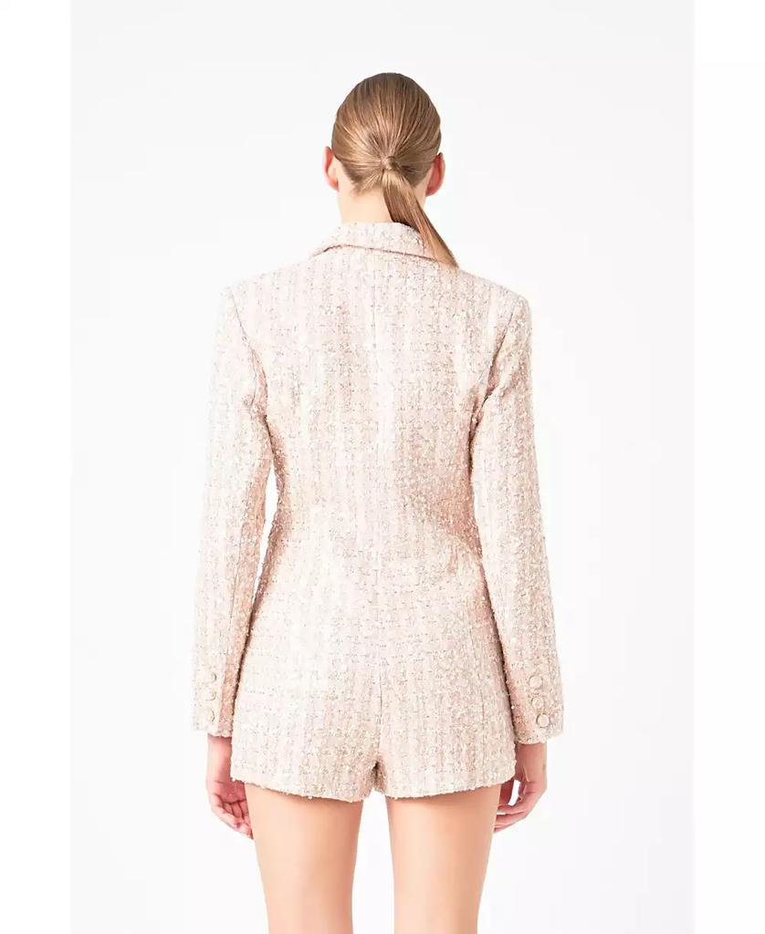 Endless Rose Women's Sequins Tweed Romper