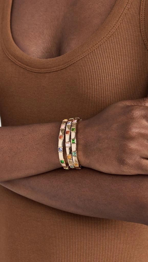 Roxanne Assoulin Square Stone Spaced Chiclet Stretch Bracelet 2