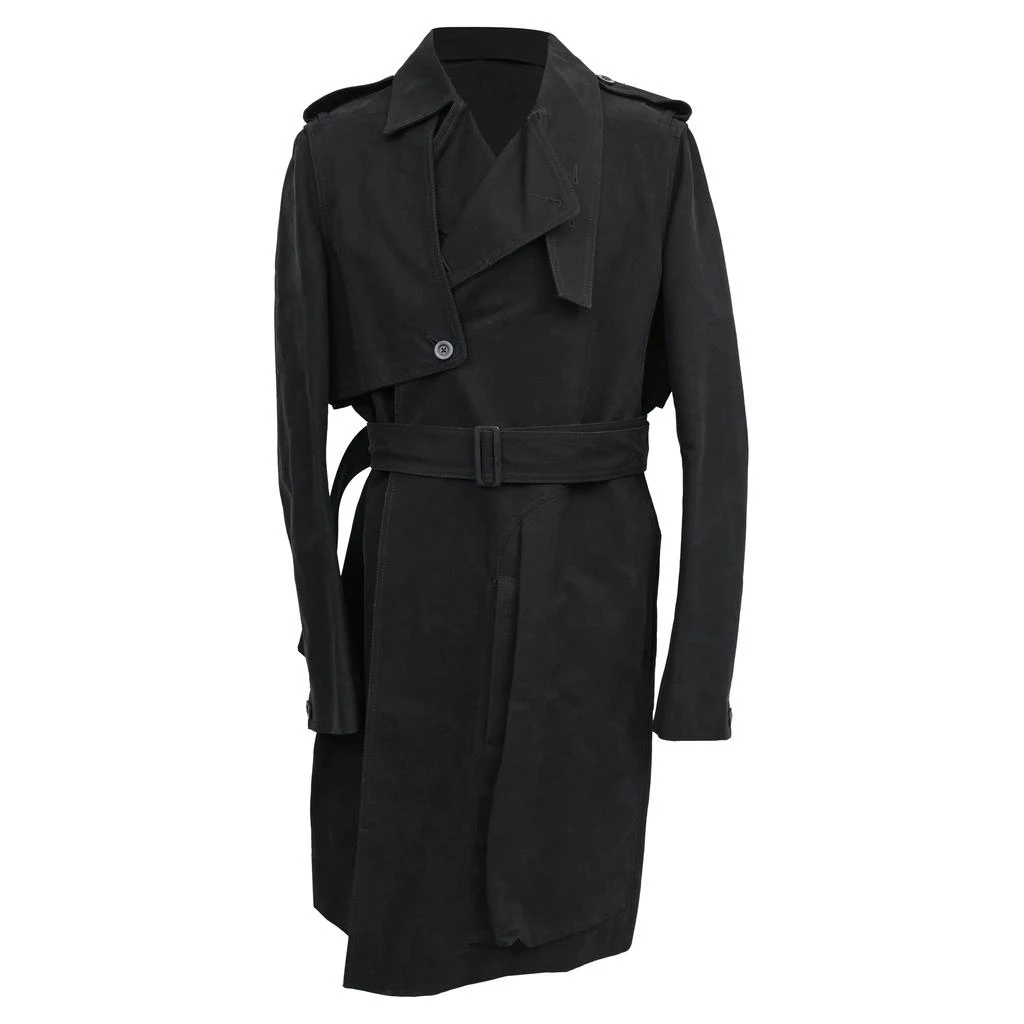 Rick Owens Belted Trench Coat in Black Cotton