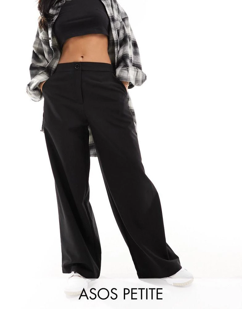 ASOS ASOS DESIGN Petite tailored relaxed straight leg trousers in black 1
