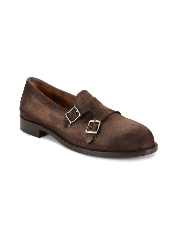 Saks Fifth Avenue Suede Double Mock Strap Loafers 2