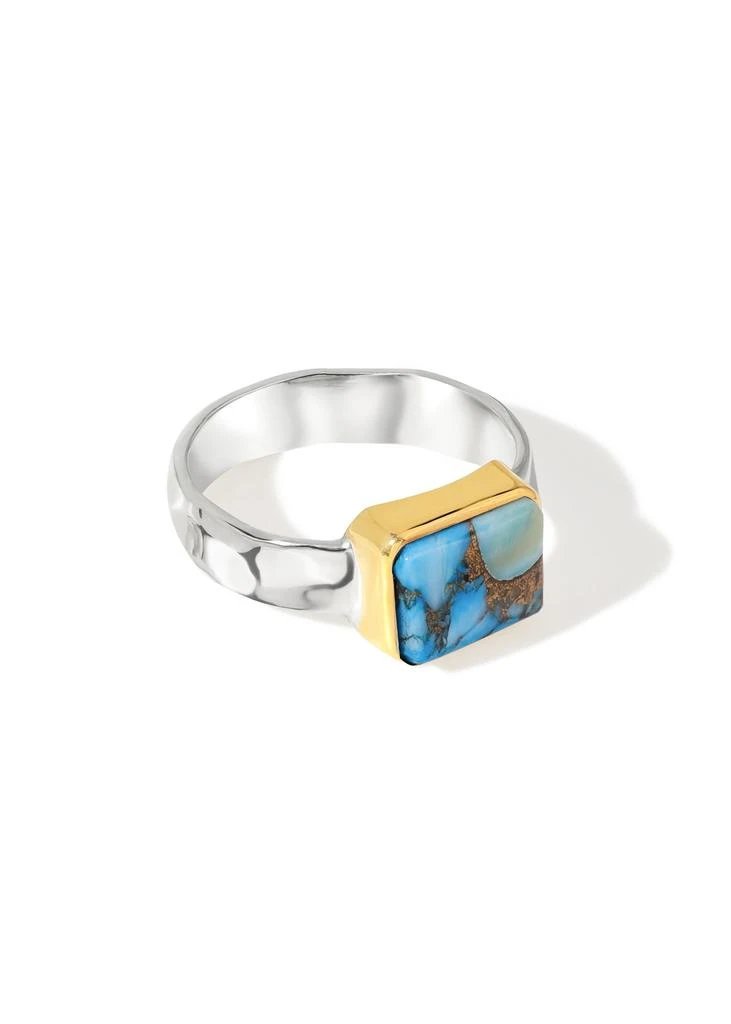 Tiramisu Two-Tone 925 Sterling Ring with Rectangular Turquoise Inlay