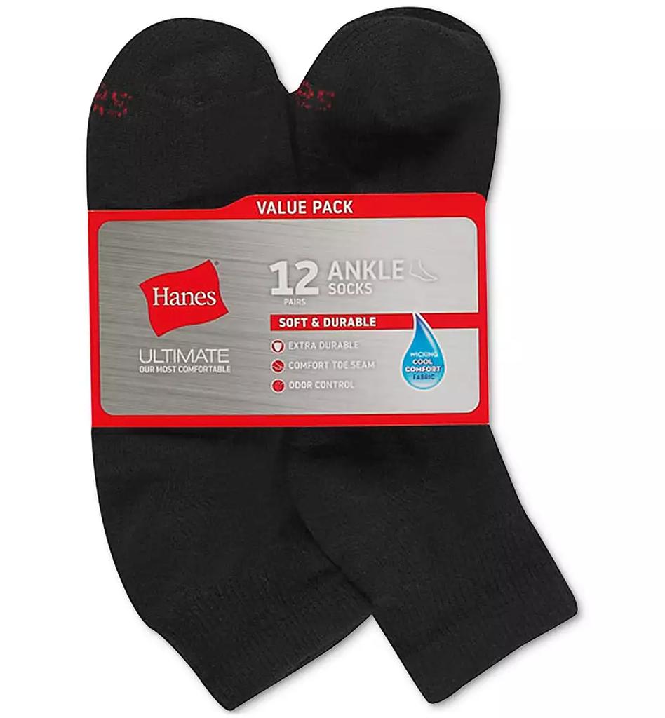 Hanes Men's 12-Pk. Ultimate Ankle Socks