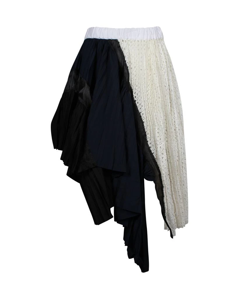 NIKE Sacai Lace Pleated Asymmetric Deconstructed Skirt in Multicolor Cotton Blend 1
