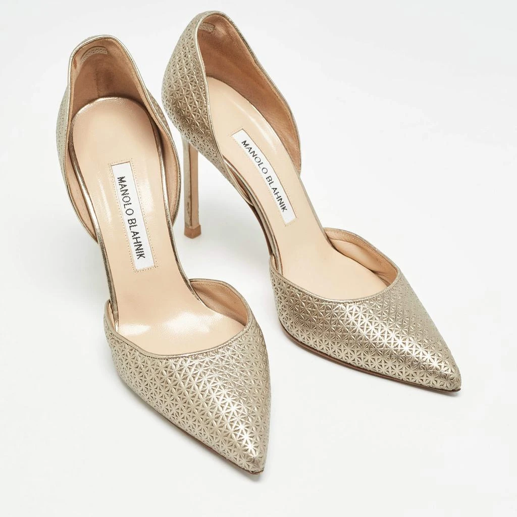 Manolo Blahnik Manolo Blahnik Metallic Textured Leather D'orsay Pointed Toe Pumps Size 38.5 4