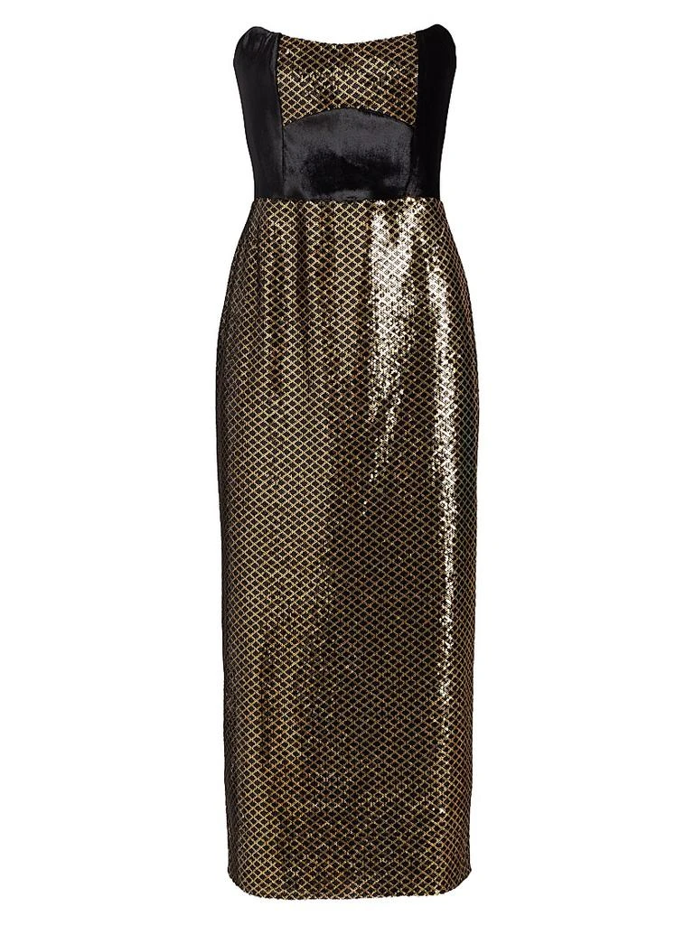 Borgo de Nor Luna Strapless Velvet & Sequin Midi-Dress 1