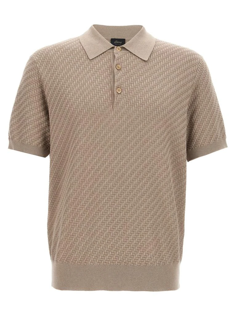 Brioni Brioni Woven Pattern Knitted Polo Shirt 1