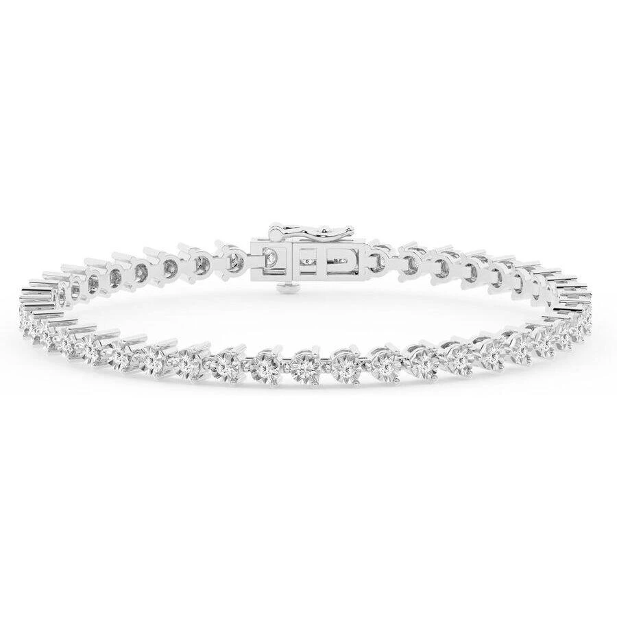 Brilliant Diamond 2 Carat Round Lab Grown Diamond Tennis Bracelet in 14K White Gold