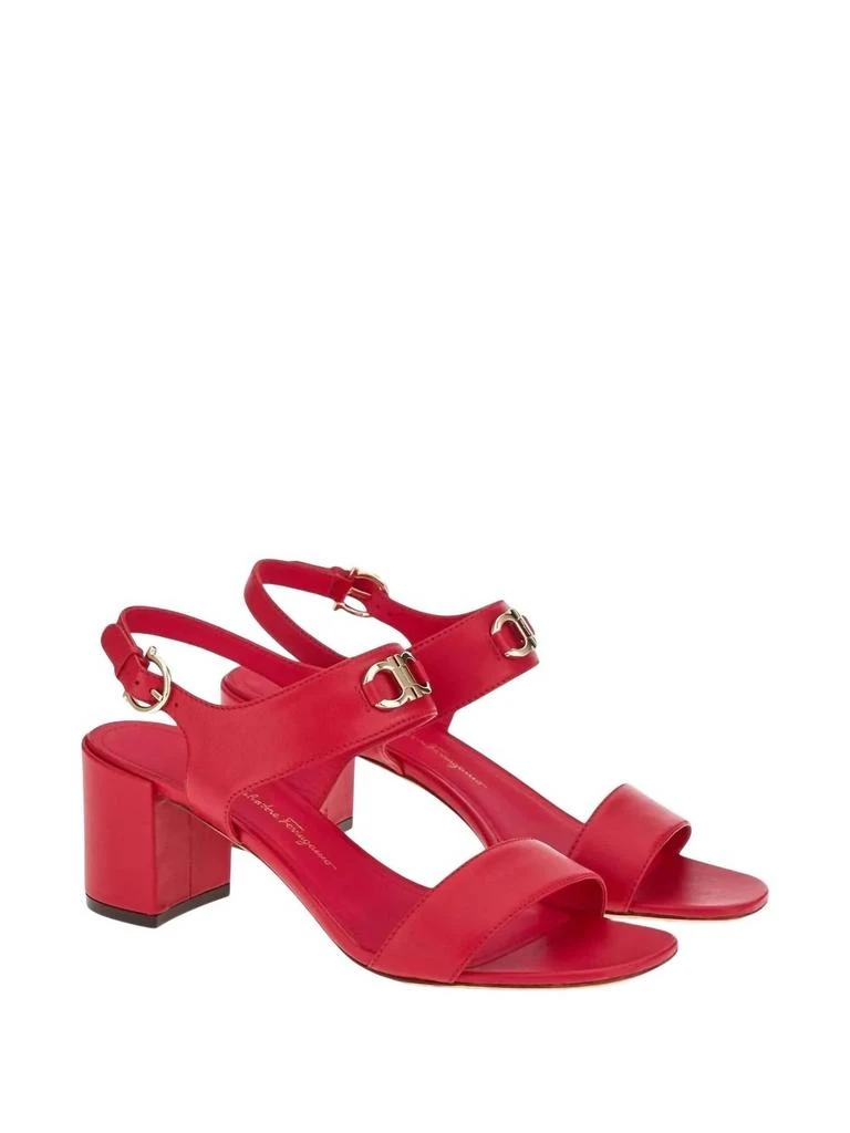 Salvatore Ferragamo Women
s Gancini-Plaque Block-Heel Sandals In Red 2