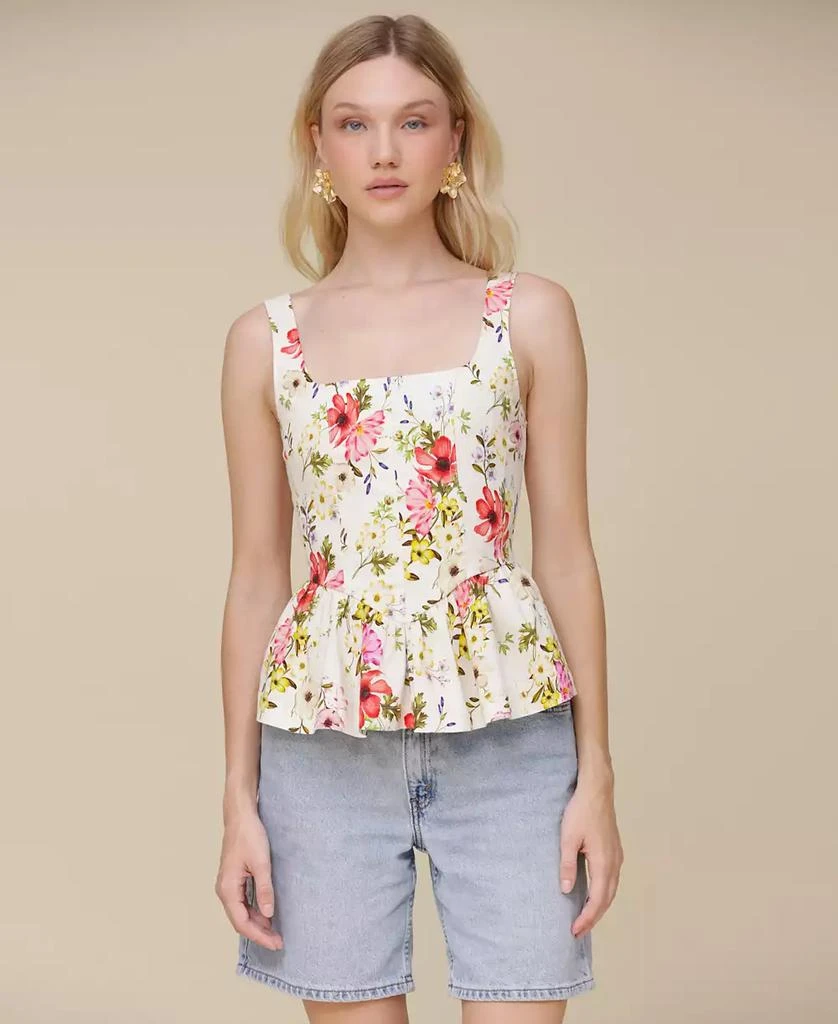 Avec Les Filles Women's Peplum-Hem Corset Square-Neck Top 1