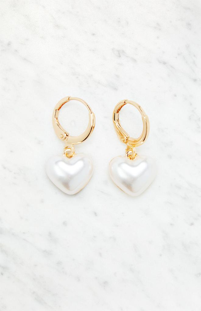 LA Hearts Pearl Hoop Earrings