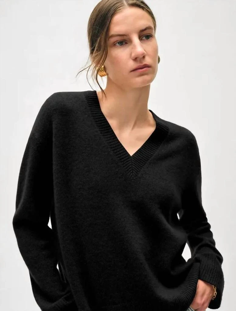 White + Warren White + Warren - Cashmere Rib Trim V Neck Sweater 3