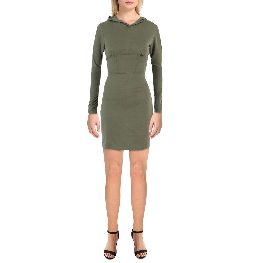 Almost Famous Juniors Womens Knit Hooded Sheath Dress 1