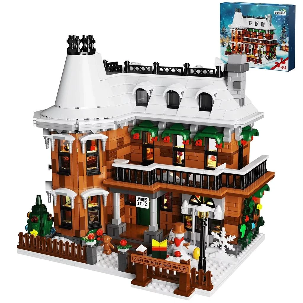 BuildMoc Wonderfuled Life Holiday Snow House Building Blocks Set - 1549 Pieces Gift for Friends and Family 2