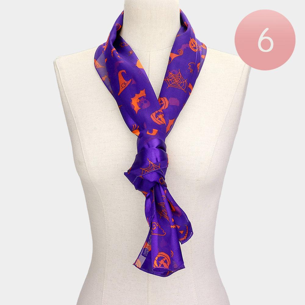FASHNZFAB 6Pcs - Halloween Pattern Print Scarf
