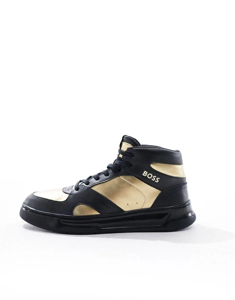 Hugo Boss BOSS Baltimore hi-top trainers in black and gold 2