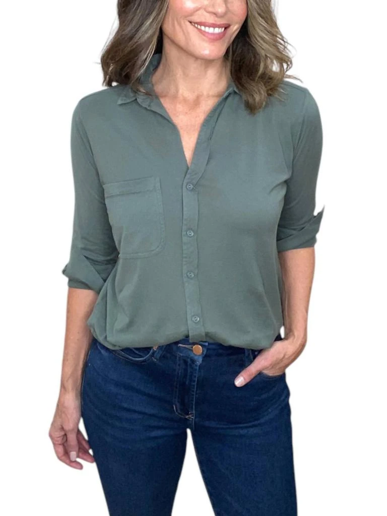 Bobi Bobi - Long Sleeve Button Front Collar Tee 4