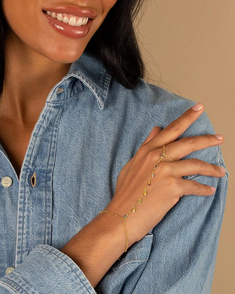 By Adina Eden Bezel Shaker Hand Chain Bracelet in 14K Gold Plated Sterling Silver 2