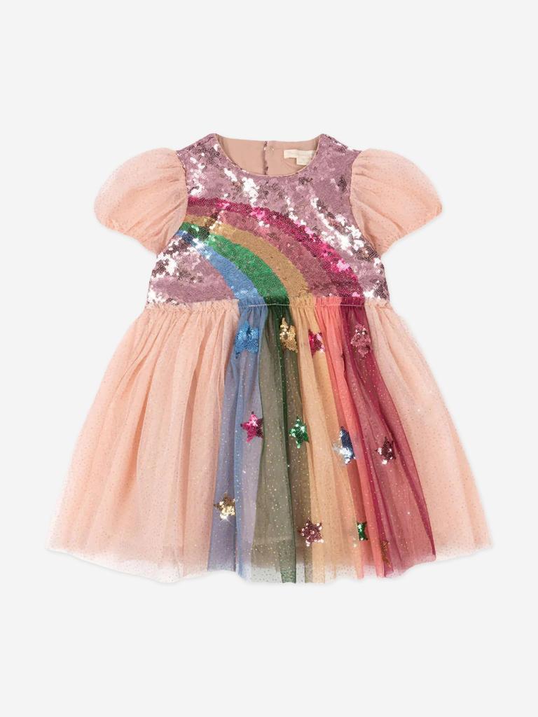 Konges Slojd Girls Odette Rainbow Dress in Pink
