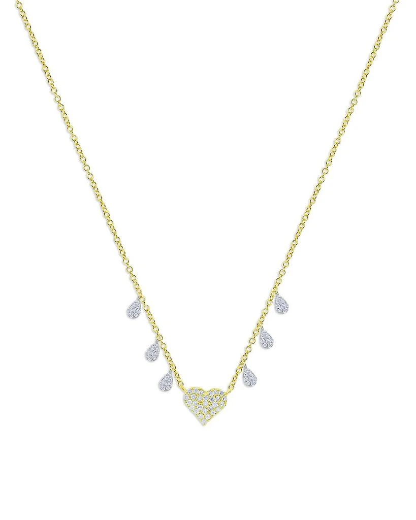 Meira T 14K White & Yellow Gold Diamond Pavé Heart & Dangle Pendant Necklace, 18-20" 1