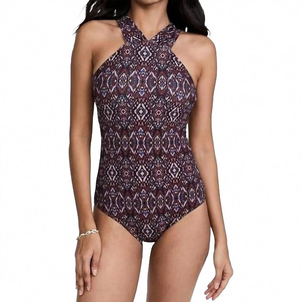 Shoshanna High Neck One Piece In Jet Multi 1