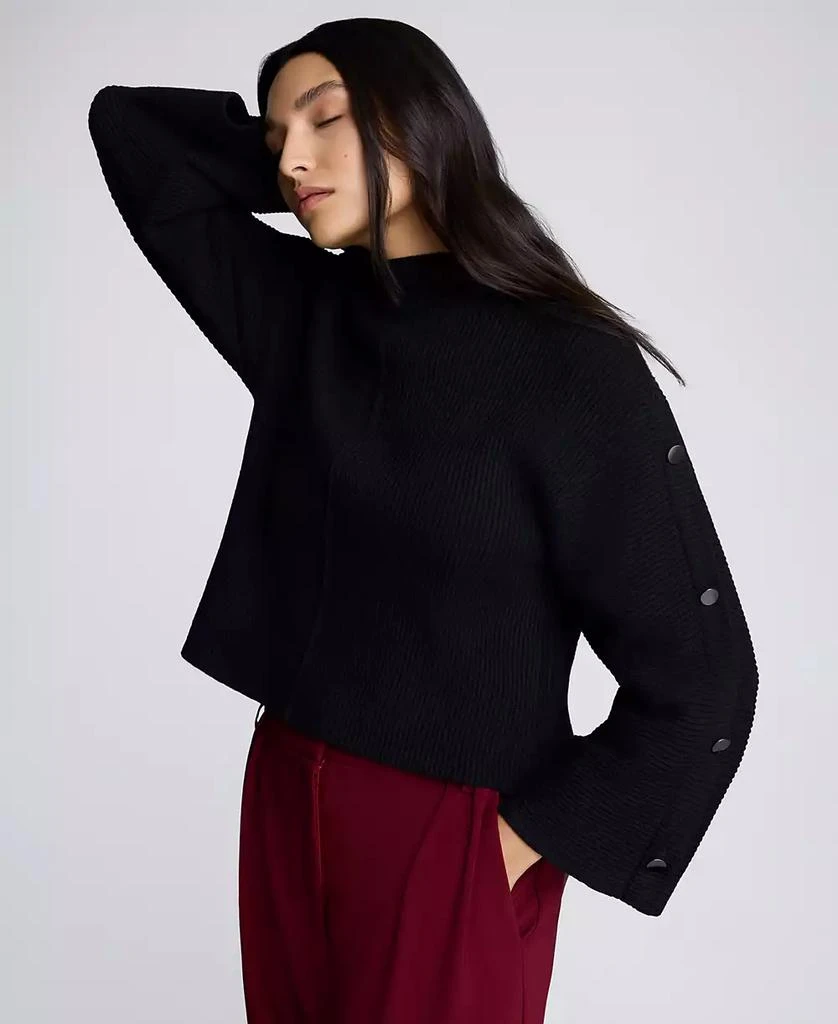 Kenneth Cole Women's Button-Sleeve Mock Neck Sweater 3