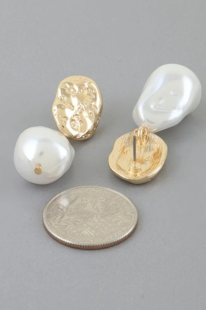 TRUEDAMES Abstract Pearl Stone Drop Earrings 3