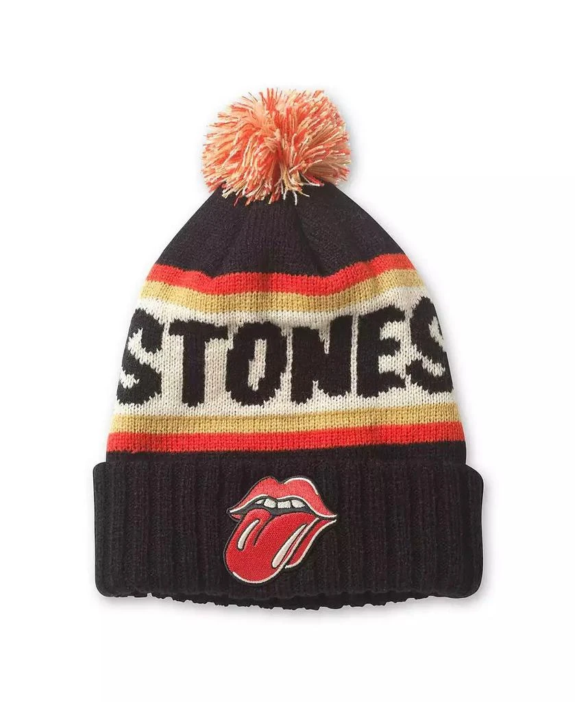 American Needle Men's Black Rolling Stones Pillow Line Cuffed Knit Hat with Pom 1