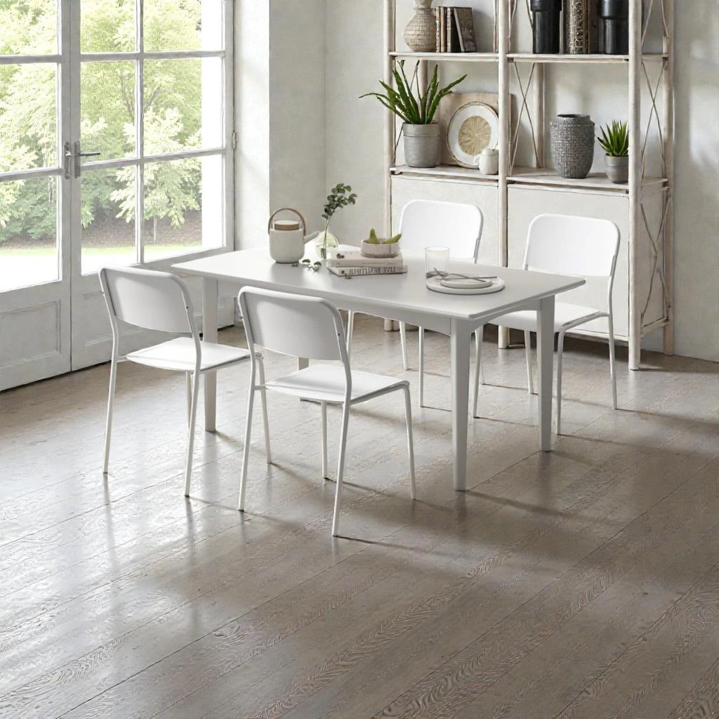 Hivvago Four Modern Metal-Leg Dining Chairs with Ergonomic Tilted Back Design
