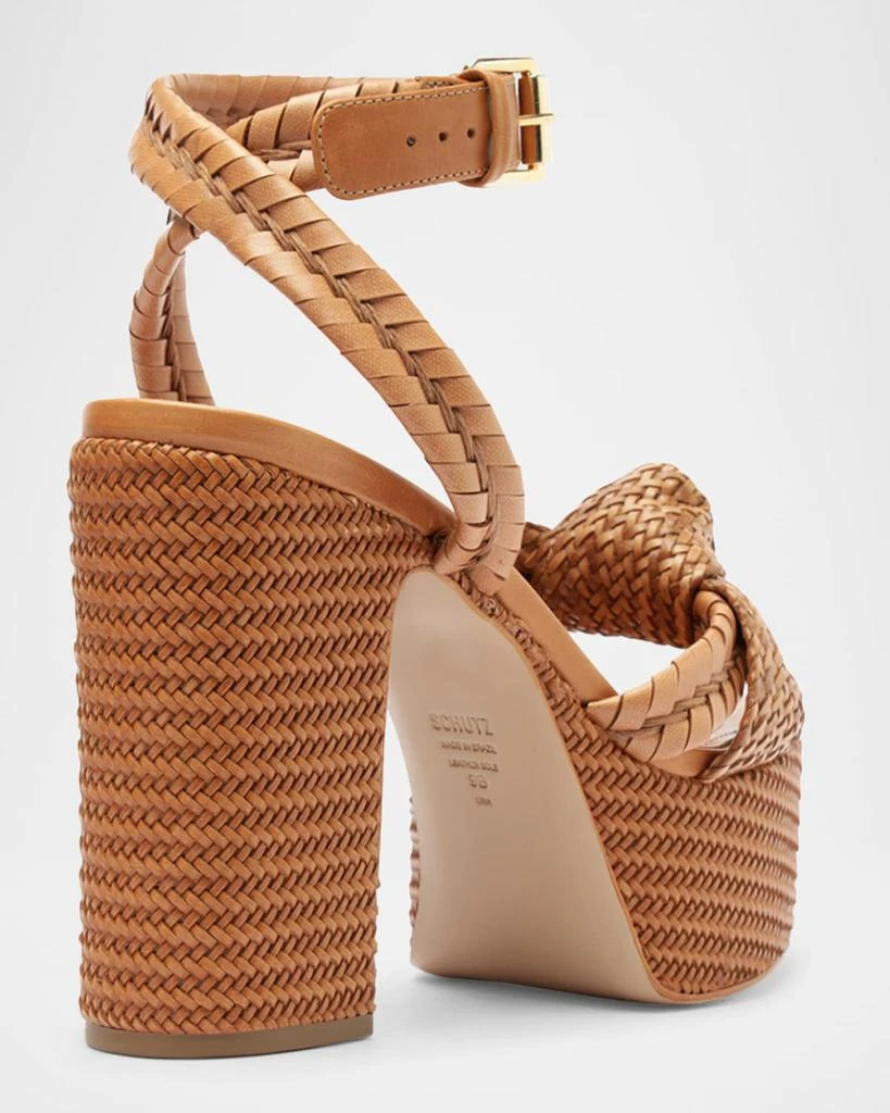Schutz Khari Knotted Leather Ankle-Strap Platform Sandals 3