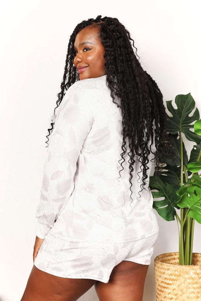TRUEDAMES Double Take Floral Long Sleeve Top and Shorts Loungewear Set 2