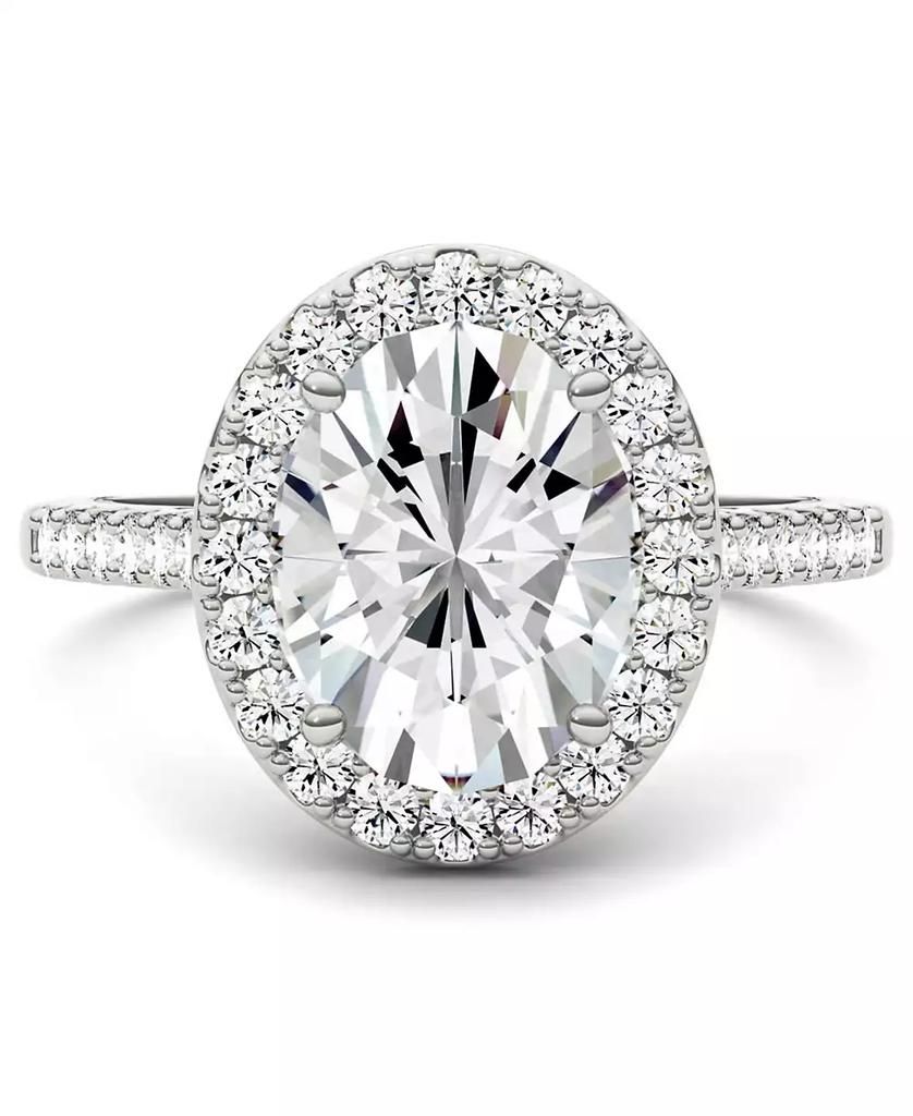 Charles & Colvard Moissanite Oval Halo Ring (3-1/2 ct. tw. Diamond Equivalent) in 14k White Gold