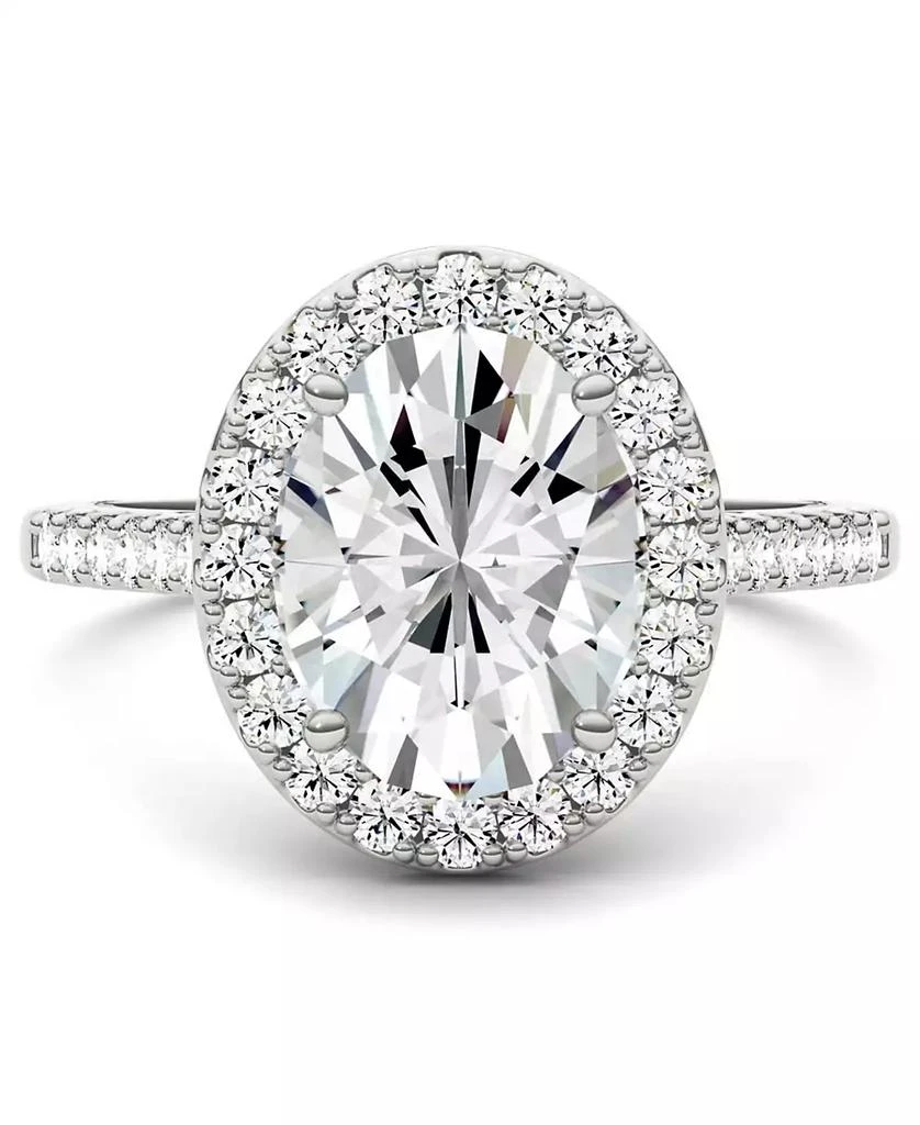 Charles & Colvard Moissanite Oval Halo Ring (3-1/2 ct. tw. Diamond Equivalent) in 14k White Gold 2