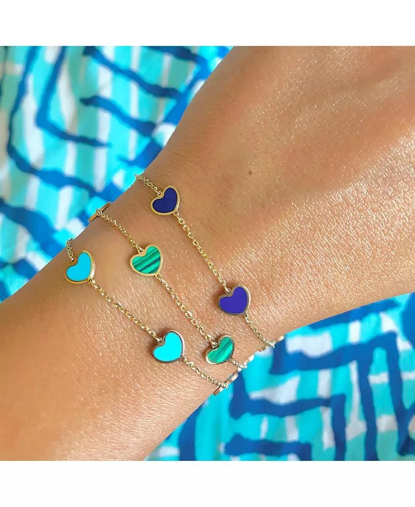 The Lovery Malachite Heart Station Bracelet 14K Gold 3