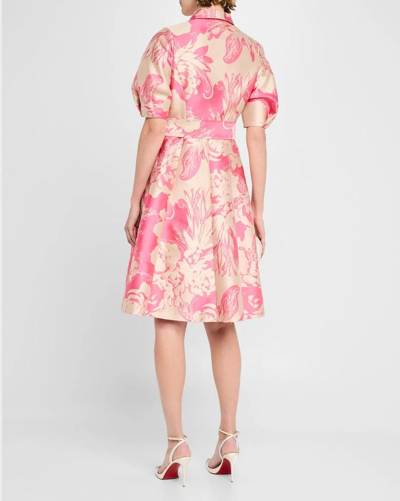 Teri Jon Floral Jacquard Puff-Sleeve Shirtdress 3
