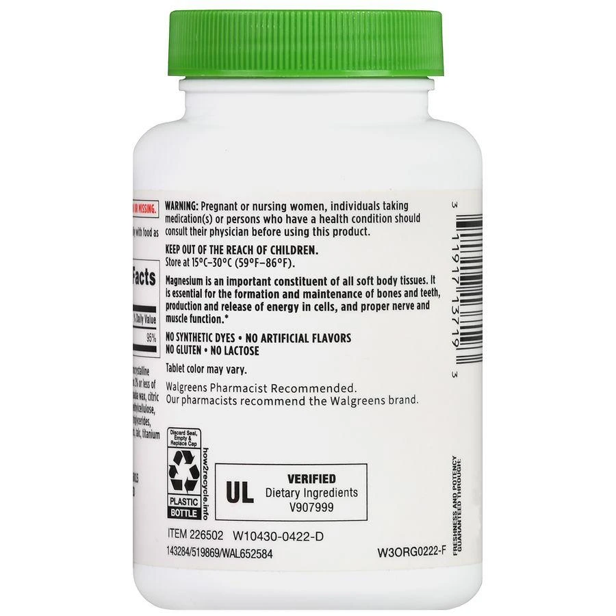 Walgreens Magnesium 400 mg Tablets (120 days) 4