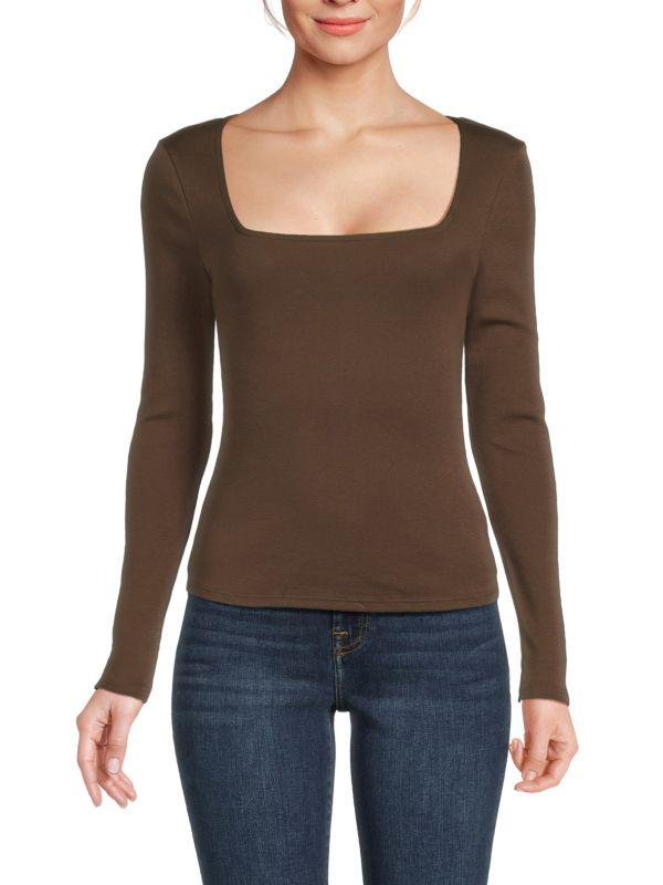 7 For All Mankind Solid Squareneck Top