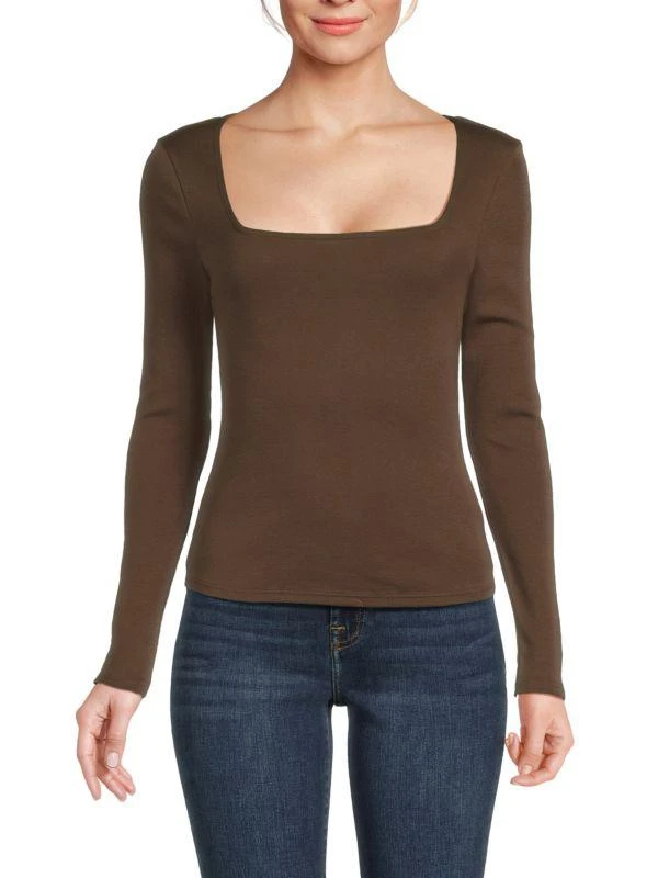 7 For All Mankind Solid Squareneck Top 1