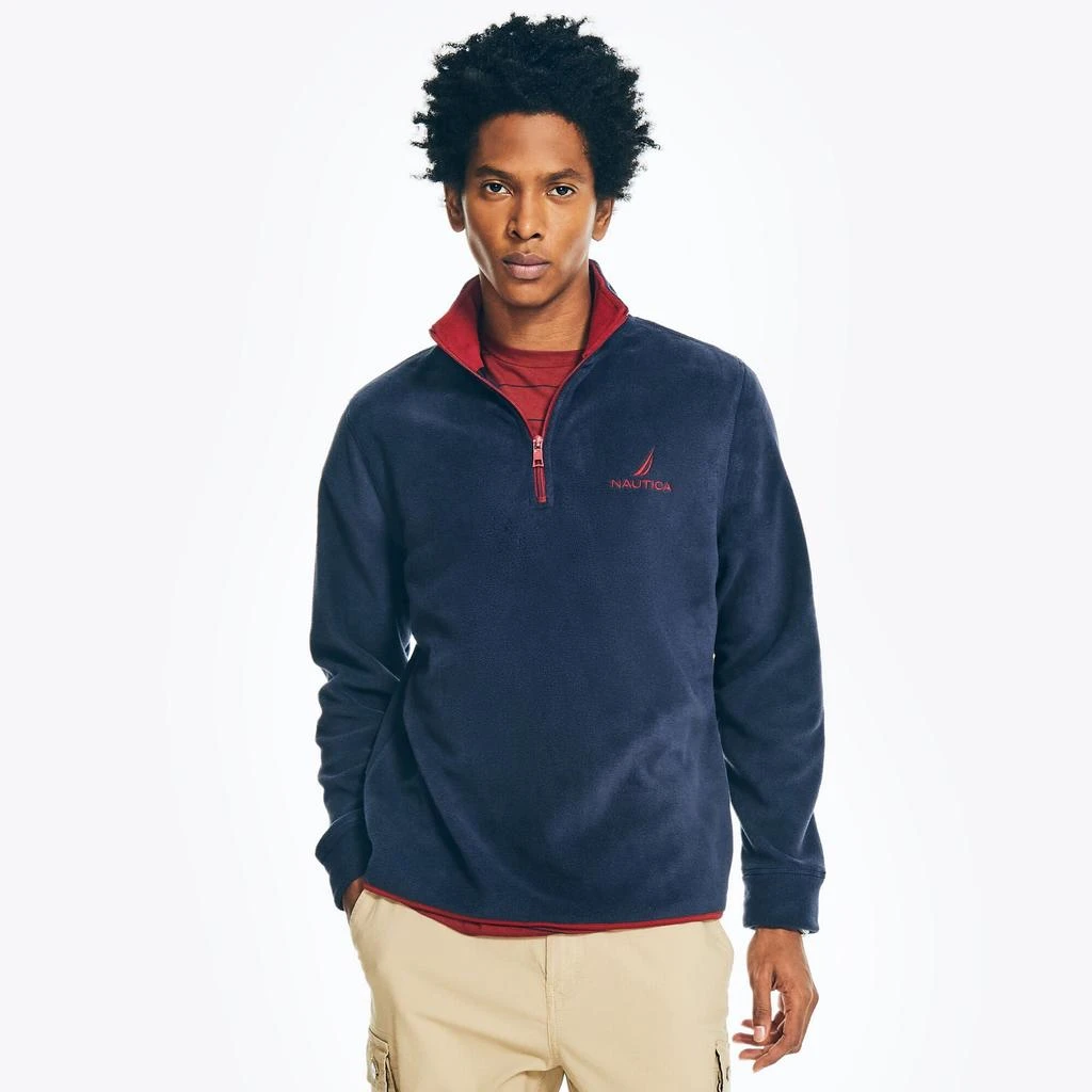 Nautica Mens Quarter Zip Nautex Fleece Pullover 10