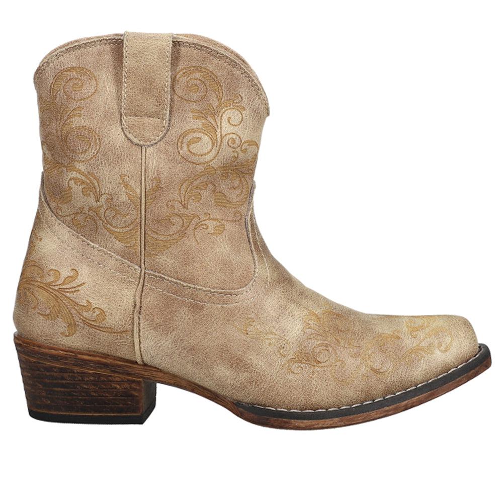 Roper Short Stuff Embroidery Snip Toe Cowboy Booties