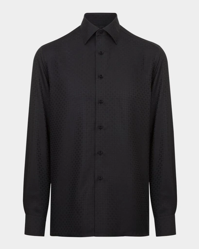 Stefano Ricci Men's Silk Geometric Jacquard Dress Shirt 1